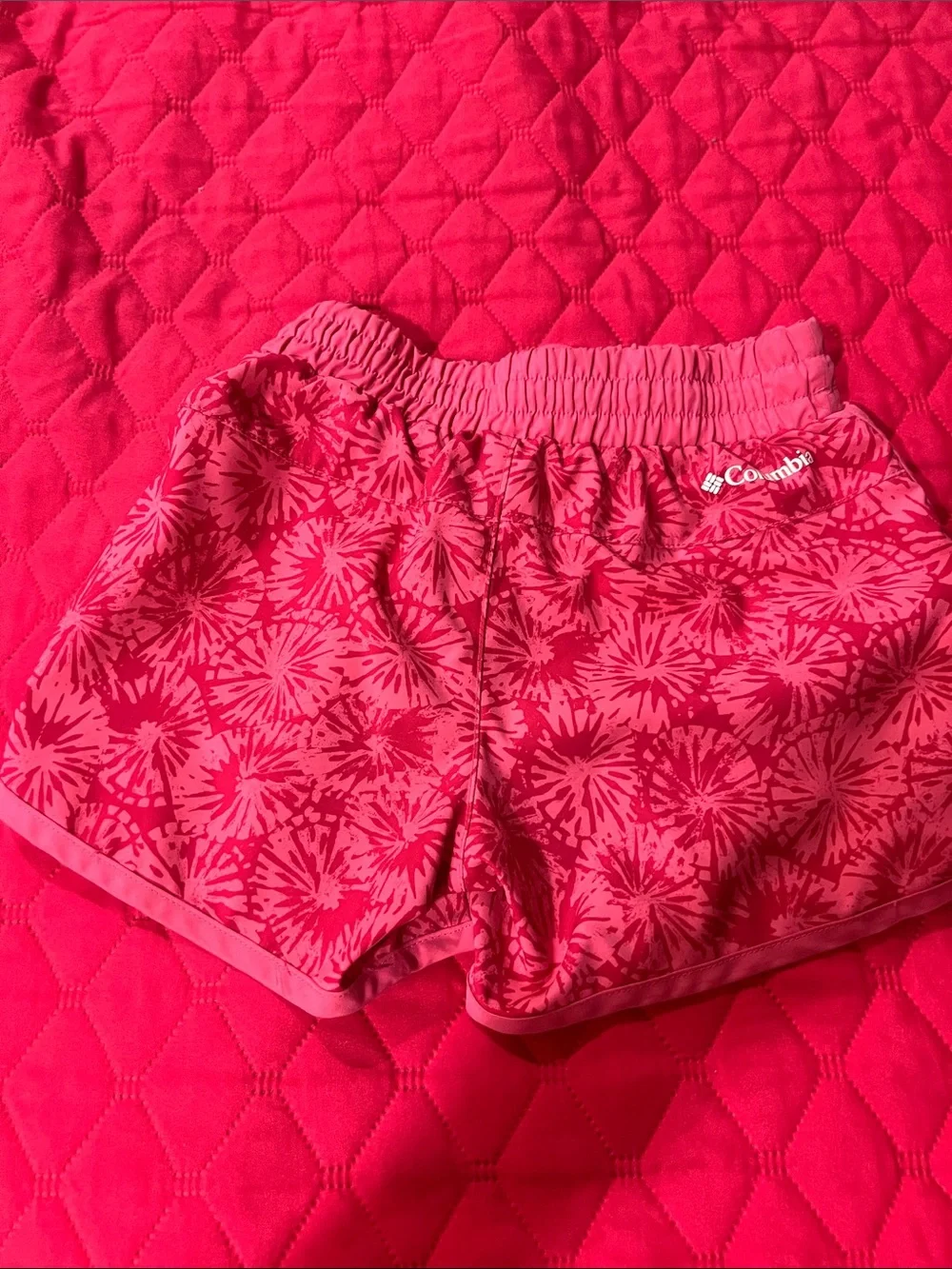 Columbia Pink Floral-Print Kids Athletic Shorts